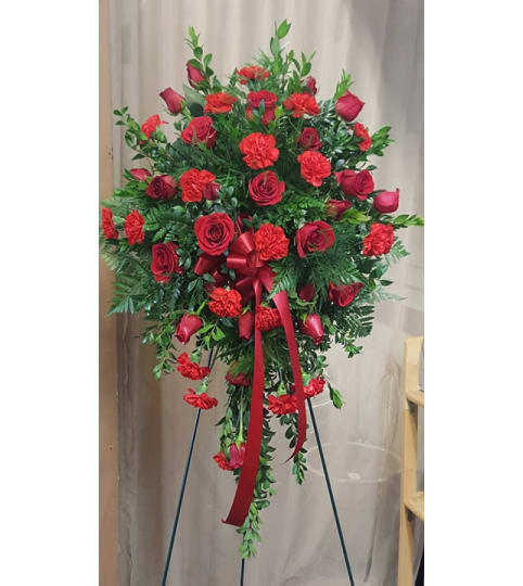Sweet Thoughts Funeral Spray. An arrangement by Buds and Blooms at Enumclaw.