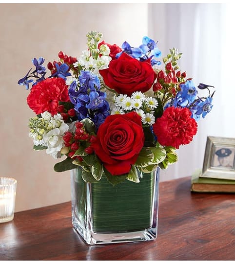 HEALING TEAR RED WHITE BLUE. An arrangement by J.D. Ballantine's Flowers and Gifts.
