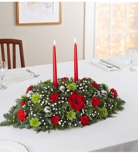 SEASON'S CENTERPIECE. An arrangement by J.D. Ballantine's Flowers and Gifts.