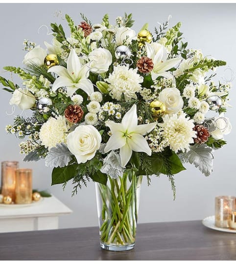The Dazzling Winter Wonderland Flower Arrangement. An arrangement by Butterflies Flower Shop.
