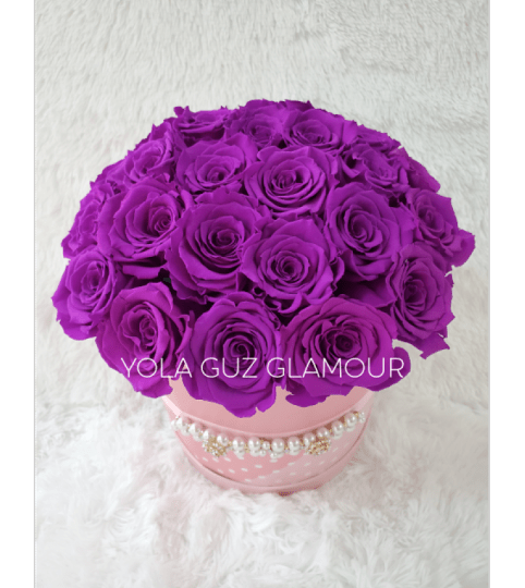 Preserved Lavender Roses in Round Box