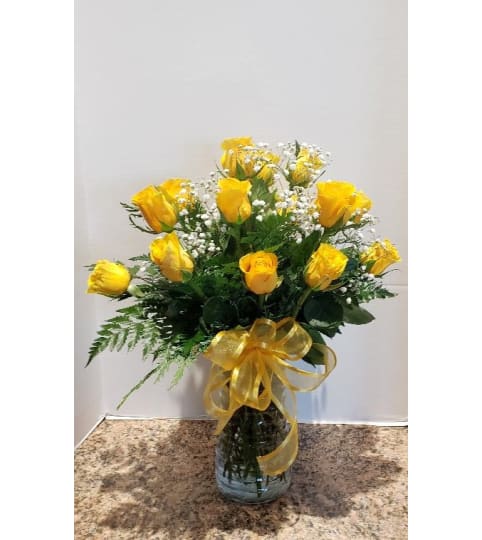 Dozen Yellow Roses. An arrangement by Zaisers Florist and Greenhouse.