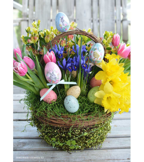 MXED live bulb BASKET Floral Arrangement