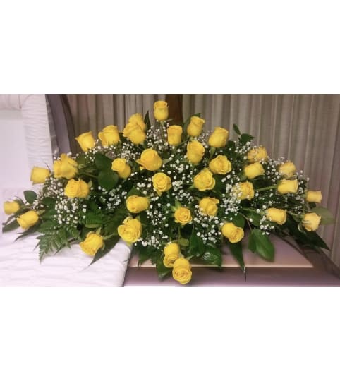 All Yellow Rose Half Couch Casket Spray