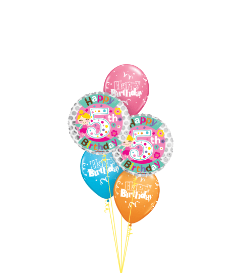 5th Birthday Girl Classic Balloon Bouquet