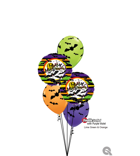 Batty for Halloween Classic Confetti Balloon Bouquet. An arrangement by Balloon Bouquets Plus.