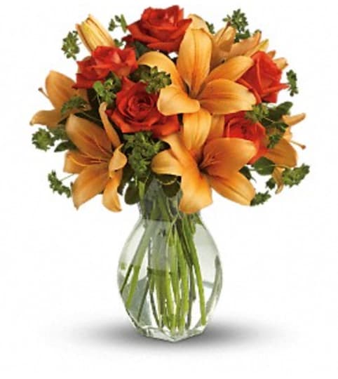 Fiery Orange Lily and Rose