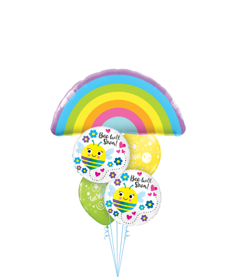 Rainbows, Bumble Bees and Flowers Cheerful Balloon Bouquet