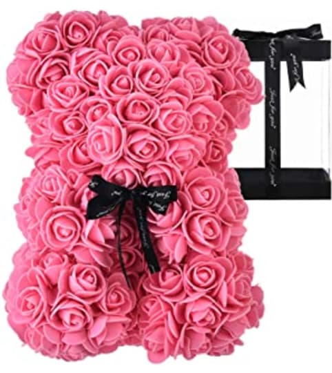 Pink Foam Rose Bear Gift Boxed