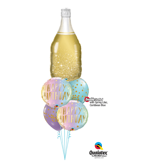 Golden Bubbly Birthday Pastel Ombre Cheerful Balloon Bouquet
