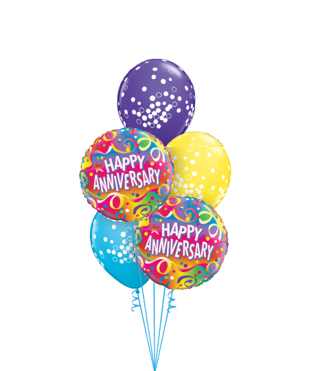 Happy Anniversary Colourful Classic Balloon Bouquet