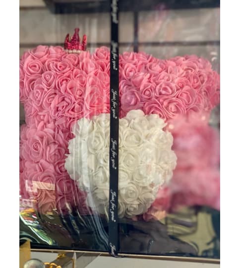 Special Love Foam Rose Teddy Bear. An arrangement by Flamingo Floral and Gifts.