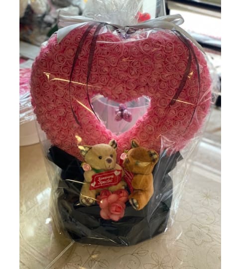 Special Love Foam Rose Heart. An arrangement by Flamingo Floral and Gifts.