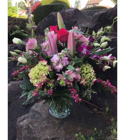 Large vase of Pinks, Greens, and....Artists Design