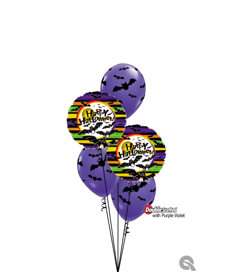 Halloween Bats Classic Confetti Balloon Bouquet. An arrangement by Balloon Bouquets Plus.