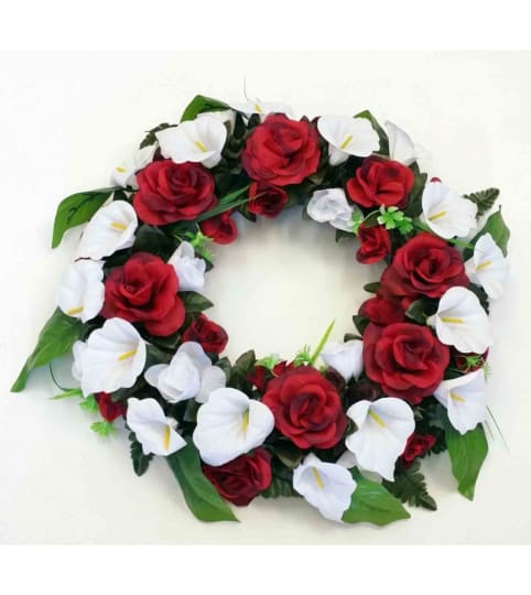 Red & White Silk Wreath