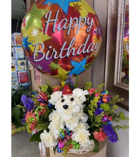 Birthday Doggie with Mylar Balloon