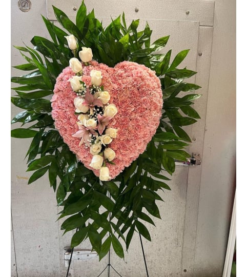 Funeral Wreath Heart. An arrangement by Rosa Flowers and Gifts.