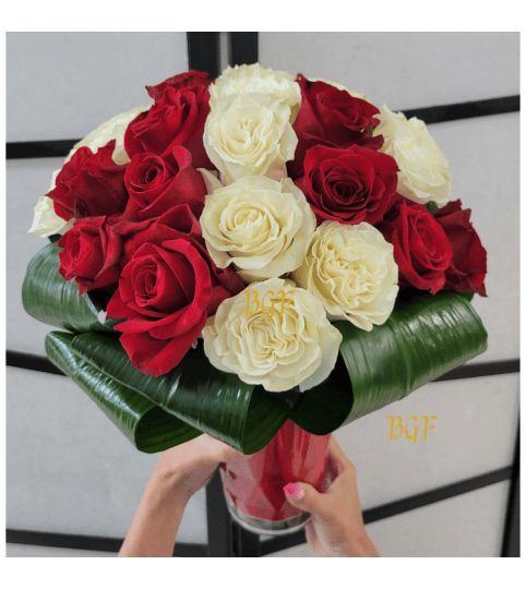 Glam Goddess Red & White Roses