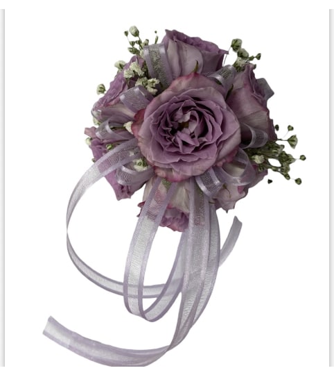 lavender Corsage with Spray Rose