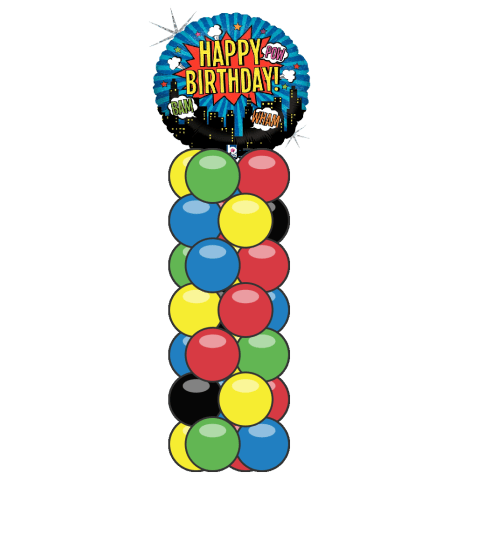 Super Hero Birthday Mini Balloon Column