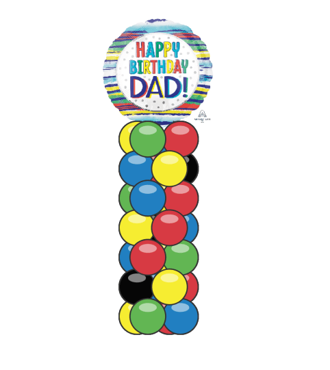 Stripes Happy Birthday Dad Mini Balloon Column