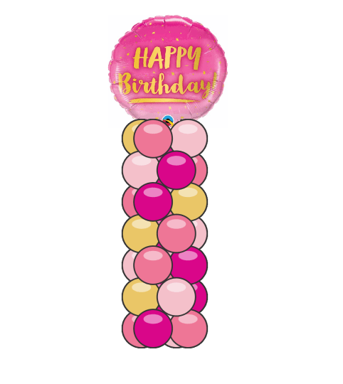 Gold & Pink Birthday Mini Balloon Column