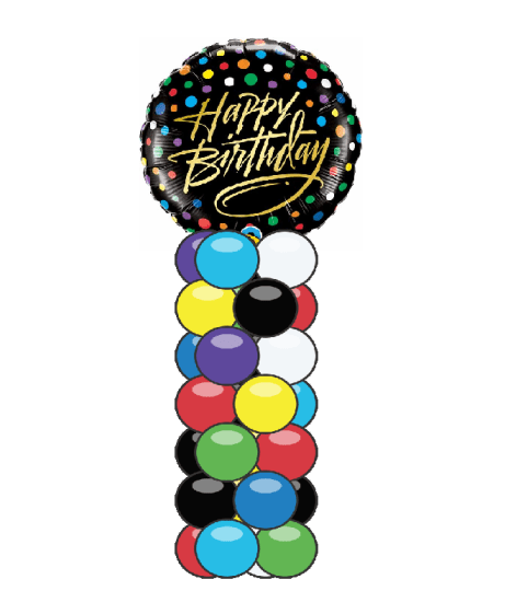 Birthday Gold Script Mini Balloon Column