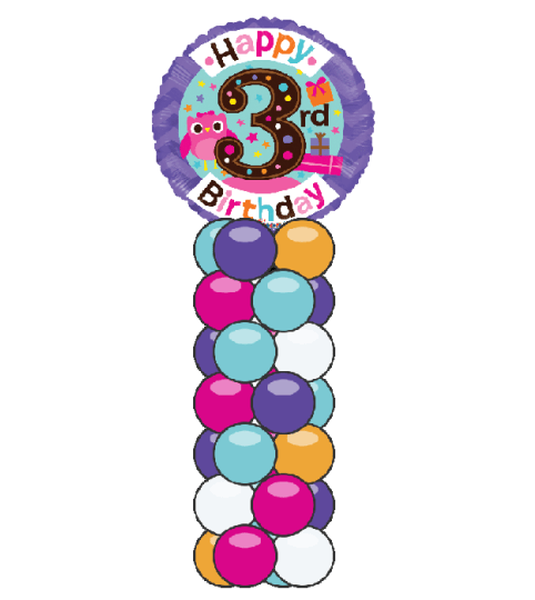 3rd Birthday Girl Mini Balloon Column