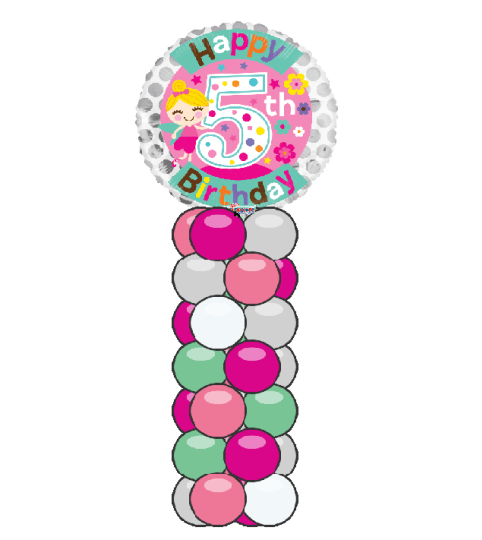 5th Birthday Girl Mini Balloon Column