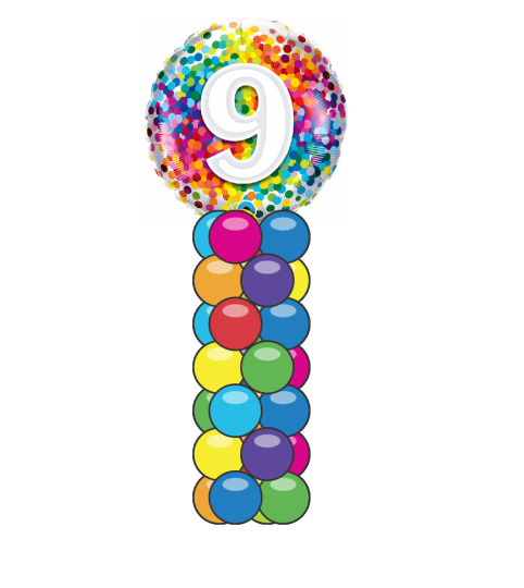 9 Rainbow Confetti Mini Balloon Column