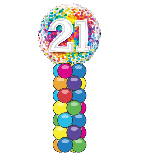 21 Rainbow Confetti Mini Balloon Column