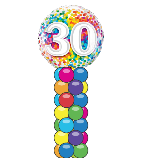 30 Rainbow Confetti Mini Balloon Column