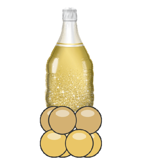 Golden Bubbly Wine Bottle Balloon Super Table Topper