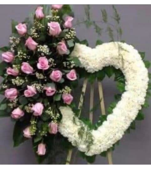 PINK & WHITE STADING OPEN HEART