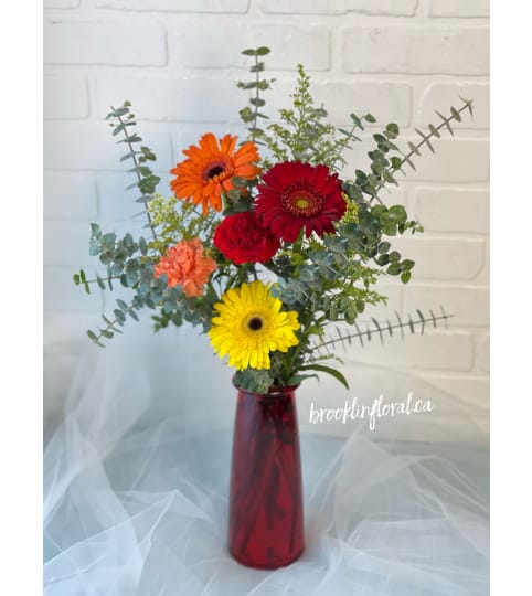 Warm Gerbera Mixed Vase