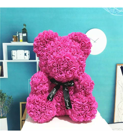 Hot Pink Rose Foam Bear