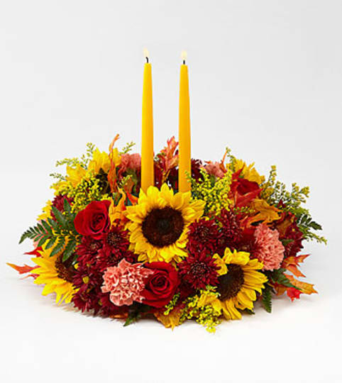 FTD Giving Thanks Candle Centerpiece. An arrangement by Balloon Bouquets Plus.
