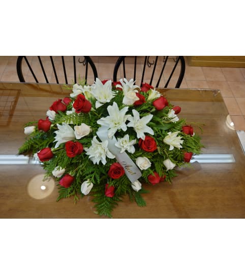 Rose Lily Casket Spray