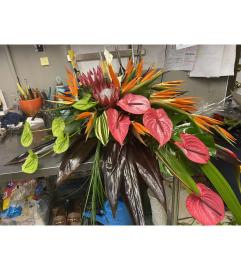 Exotic casket spray bouquet