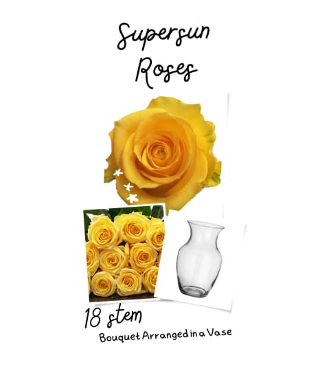 12/18/24 Yellow Supersun Roses in a Vase Floral Arrangement