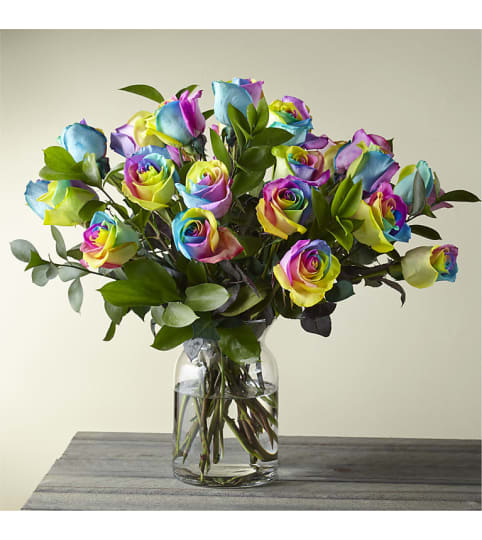 Rainbows For Days Roses. An arrangement by L and J Blooms.