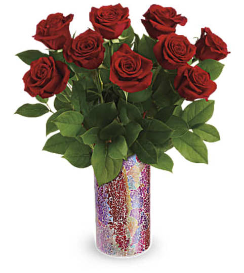 Romance of Radiant Red Roses Bouquet. An arrangement by Elegant Florist.
