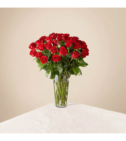 Three Dozen Red Roses in a Vase