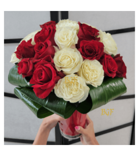 Glam Goddess White and Red Roses