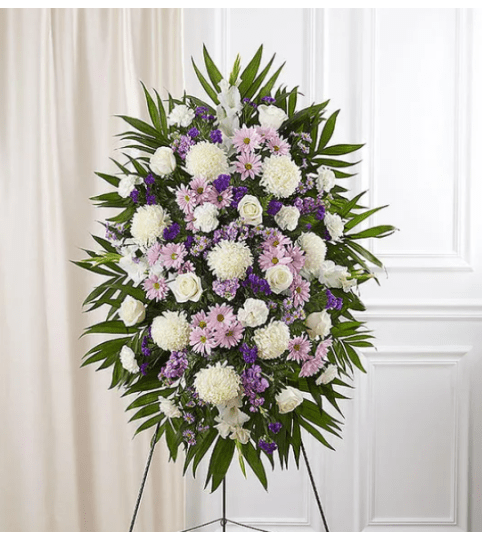 Lavender And White Funeral Standing Spray