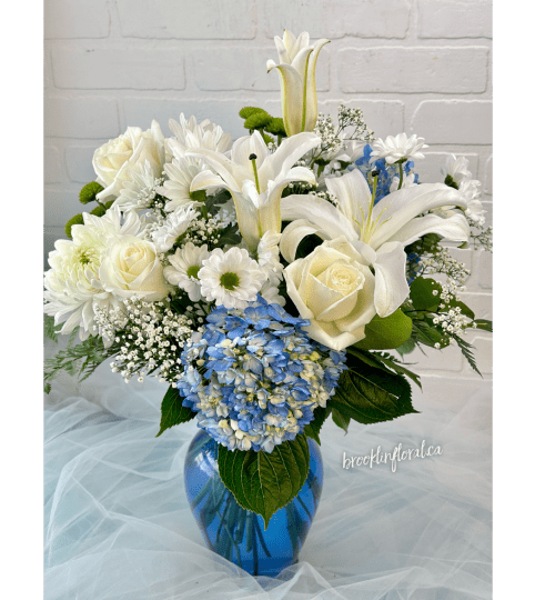 Once in a Blue Moon. An arrangement by Brooklin Floral and Garden Shoppe Inc..