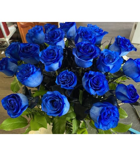 Blue Roses in vase