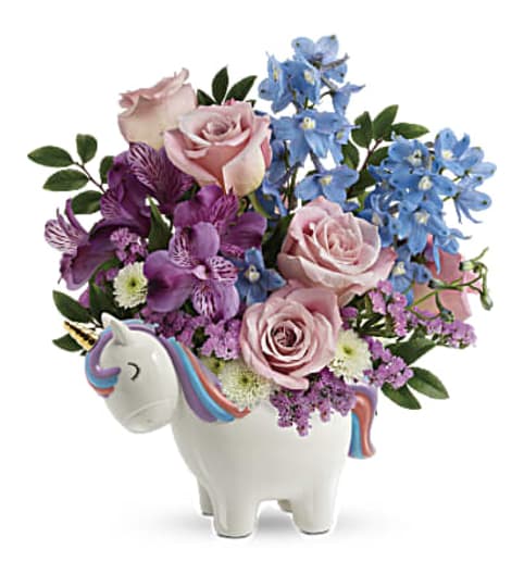 Elegant Enchanting Pastels Unicorn Bouquet Floral Arrangement