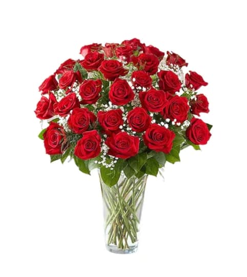 Three Dozen Stem Roses. An arrangement by Tallevast Florist.